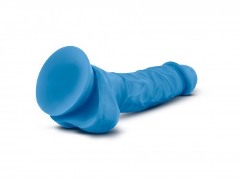 Neo Sensa Feel Dildo mit Saugfuß und Hoden 19 cm neonblau