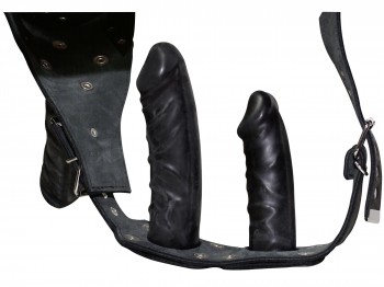 Zado Leder-String mit 3 Dildos Gr. S/M und L/XL