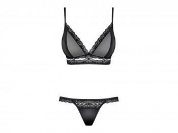 Obsessive Schwarzes BH und String mit Spitze am Bund Set Gr. S/M