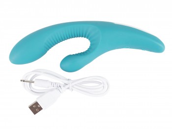 Javida Vibrator mit Klitorisreizer türkis 18 cm