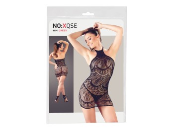 NO:XQSE Neckholder-Minikleid aus Netzmaterial mit floralem Muster