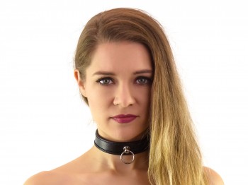BDSM Halsband 25mm mit Ring schwarz
