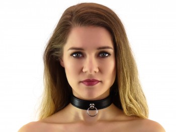 BDSM Halsband 25mm mit Ring schwarz