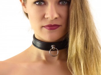 BDSM Halsband 25mm mit Ring schwarz