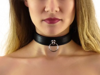 BDSM Halsband 25mm mit Ring schwarz