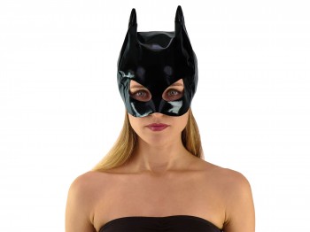 Catwoman Maske - schwarze Lack Katzenmaske