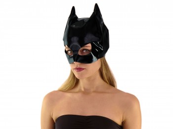 Catwoman Maske - schwarze Lack Katzenmaske