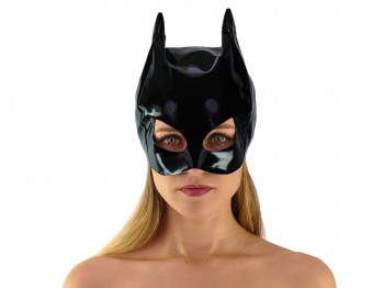 Catwoman Maske - schwarze Lack Katzenmaske