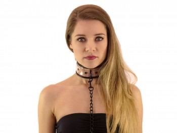 BDSM Kunststoff Halsband transparent mit Leine