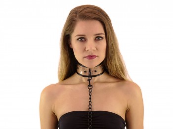 BDSM Kunststoff Halsband transparent mit Leine
