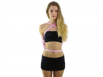 Klassischer Bondage Armbinder mit Taillengürtel pink