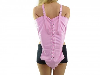 Klassischer Bondage Armbinder mit Taillengürtel pink