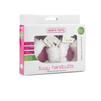 Shots Furry Handcuffs - Handschellen Plüschbezug weiß