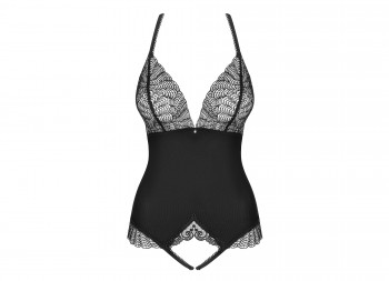 Obsessive Schwarzer Body mit Spitzeneinsätzen Gr. S/M