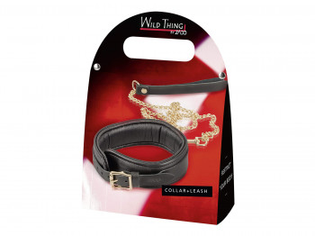 Zado Leder Halsfessel und Leine schwarz