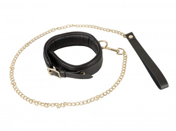 Zado Leder Halsfessel und Leine schwarz