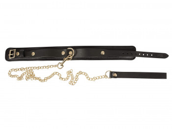 Zado Leder Halsfessel und Leine schwarz