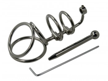 Triple-Penis-Ring mit Penisplug Dilator