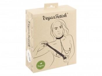 Vegan Fetish Set: Halsfessel mit Nippelklemmen plus Peitsche