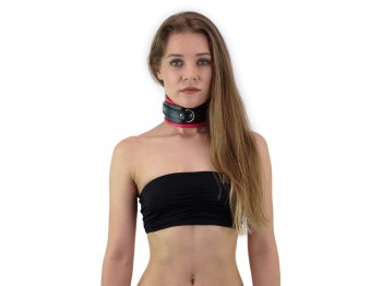 Bondage Halsband gepolstert rot-schwarz