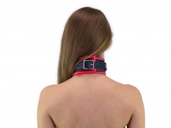 Bondage Halsband gepolstert rot-schwarz