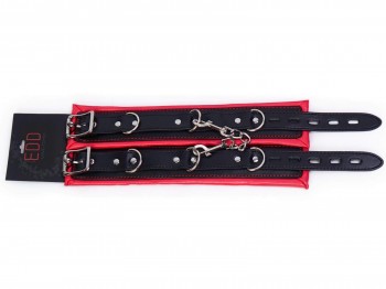 Bondage Manschetten Set gepolstert rot-schwarz