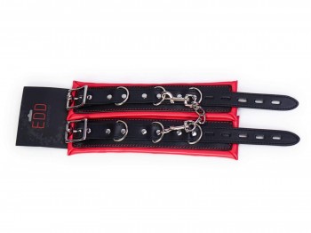 Bondage Manschetten Set gepolstert rot-schwarz