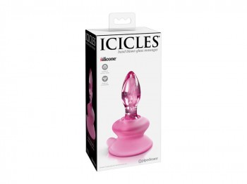 Icicles No.90 Glasplug mit abnehmbarem Saugfuß Rosa
