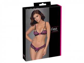 Cotelli Lingerie Soft-BH und Slip ouvert im Set Gr. L