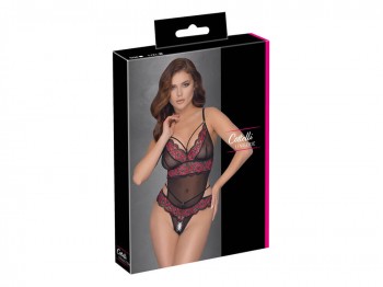 Cottelli Lingerie Body aus 2-farbiger Spitze und Powernet