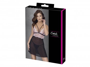 Cottelli Lingerie Babydoll aus Powernet und zarte Spitze Gr. M