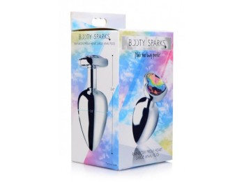 Booty Sparks Rainbow Heart Butt Plug large