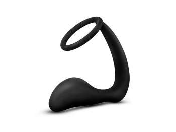 Anal Adventures Platinum Analplug mit Penisring schwarz