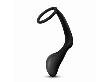 Anal Adventures Platinum Analplug mit Penisring schwarz