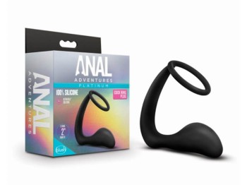 Anal Adventures Platinum Analplug mit Penisring schwarz