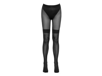 Cottelli Legwear Strumpfhose mit eingewebten Netz-Overknees