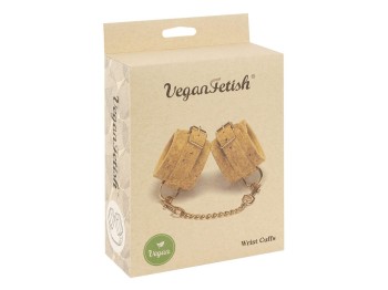 Vegan Fetish Handfesseln mit Karabinerkette aus Kork