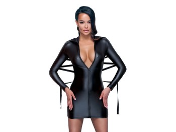 Cottelli BONDAGE Langarm-Kleid im schwarzen Mattlook