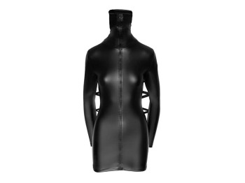 Cottelli BONDAGE Langarm-Kleid im schwarzen Mattlook Gr. L