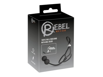 Rebel Triple Ball/Cock Ring with Anal Beads