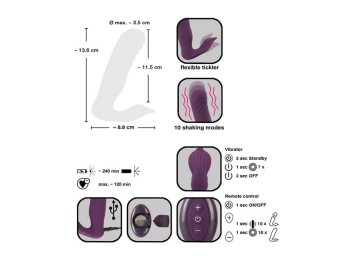 Javida Shaking-Vibrator kombiniert mit Klitorisvibrator