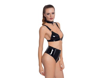 Black Level Lack-Set: Halsband, BH und Slip Gr. S