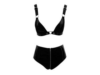 Black Level Lack-Set: Halsband, BH und Slip Gr. S