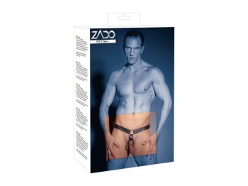 Zado Leder Riemen-String mit Ringe und Dildo Gr. S/M