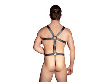 Zado Leder Harness inklusive Penis- / Hodenring aus Metall