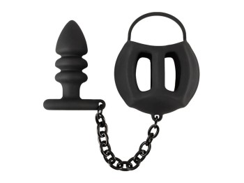 Black Velvets Ball cage with butt plug