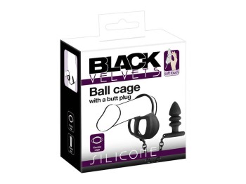 Black Velvets Ball cage with butt plug