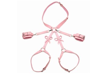 Strict Bondage Harness mit Handfesseln Rosa Gr. XL/XXL
