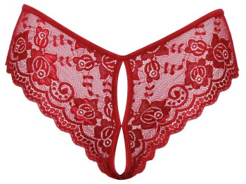 Cottelli Lingerie Slip ouvert aus Blütenspitze rot