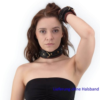 Bondage Handfesseln im Leder-Look Schwarz-Braun